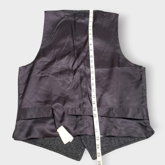 NWT Vtg J.Crew Moon British Cloth Herringbone Tweed Wool Suit Vest Grey Sz M - Picture 12 of 12